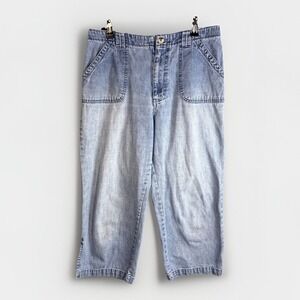 Vintage 90s Y2K White Stag W's 10 Jeans Wide Leg Cropped Light Wash Nice‎ Fade